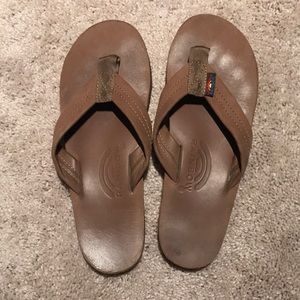 Deleting Soon Medium Dark Brown Rainbow Flip Flops